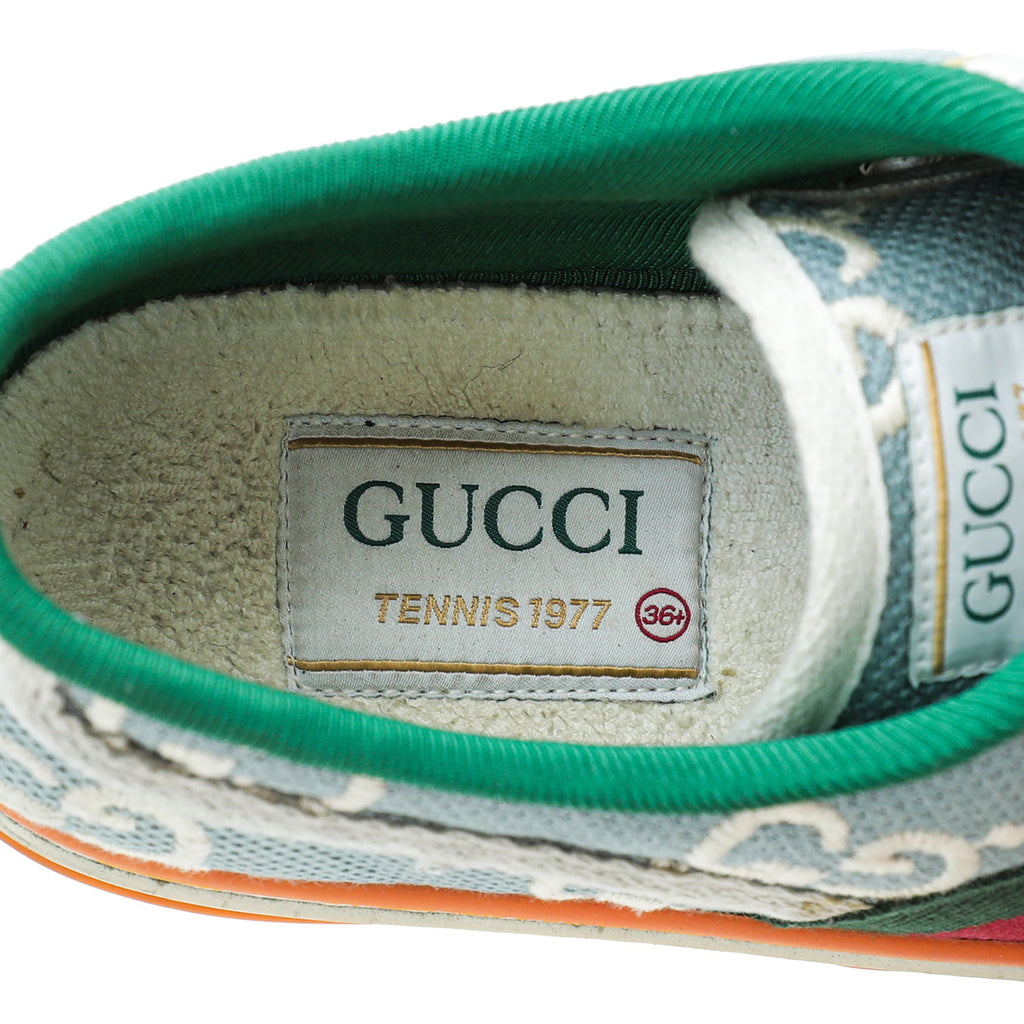Gucci Bicolor GG Linen Fabric Tennis 1977 Sneaker 36.5