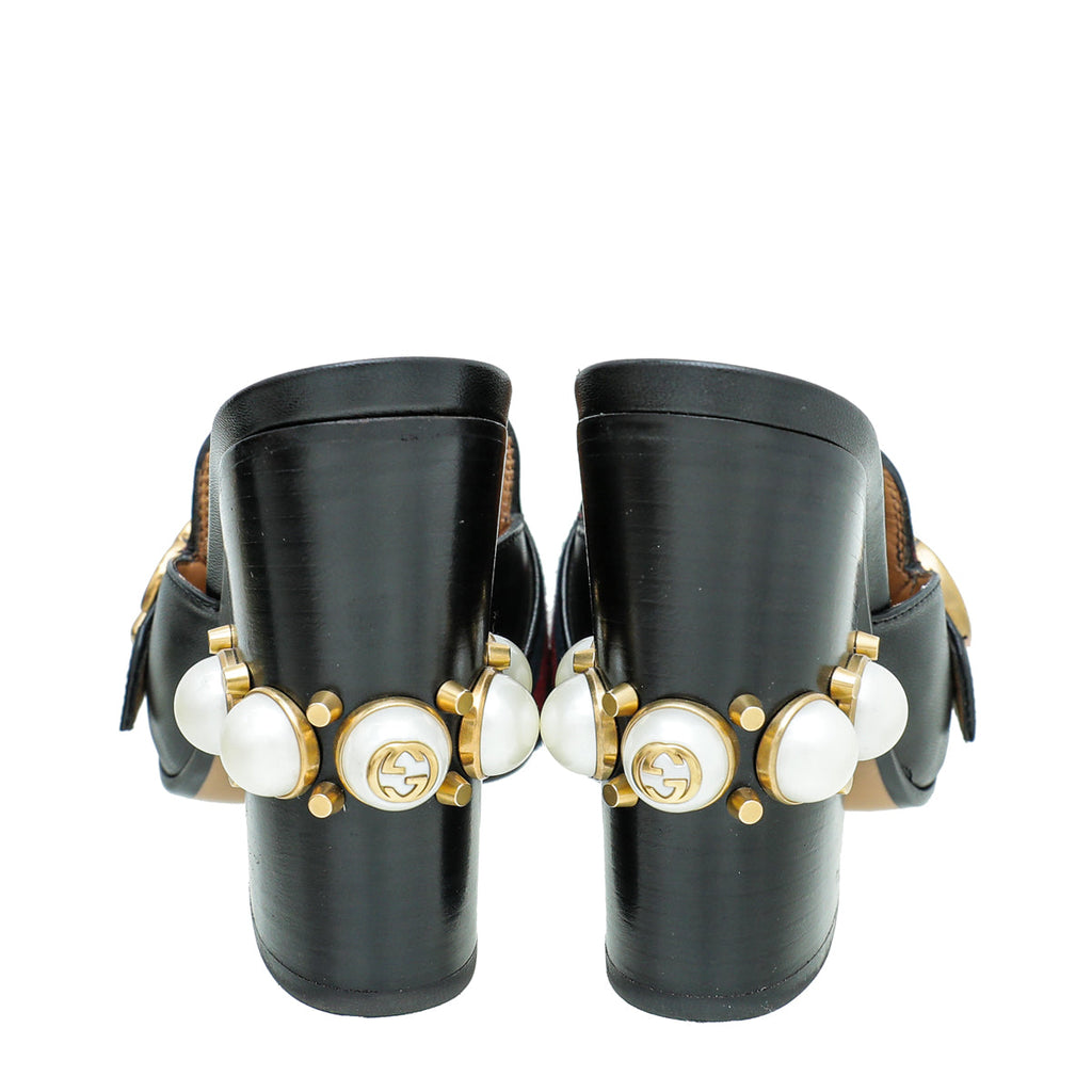 Gucci Black GG Web Peyton Mules 37.5