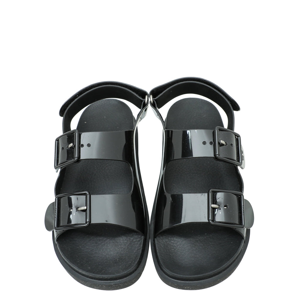 Gucci Black Mini Double G Rubber Sandal 38