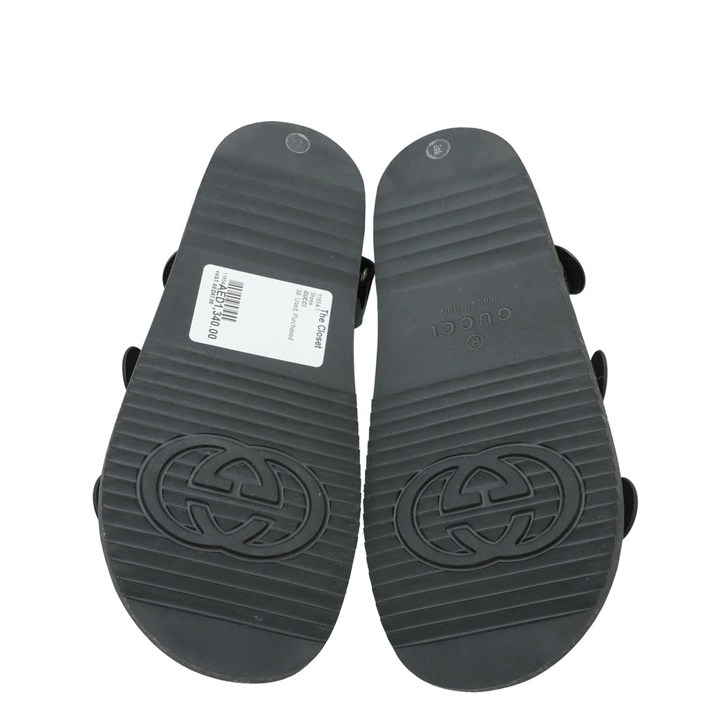 Gucci Black Mini Double G Rubber Sandal 38