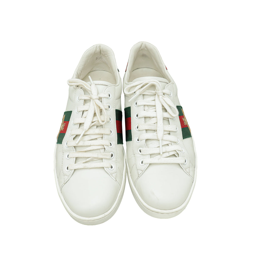 Gucci White Ace Bee Embroidered Sneakers 8