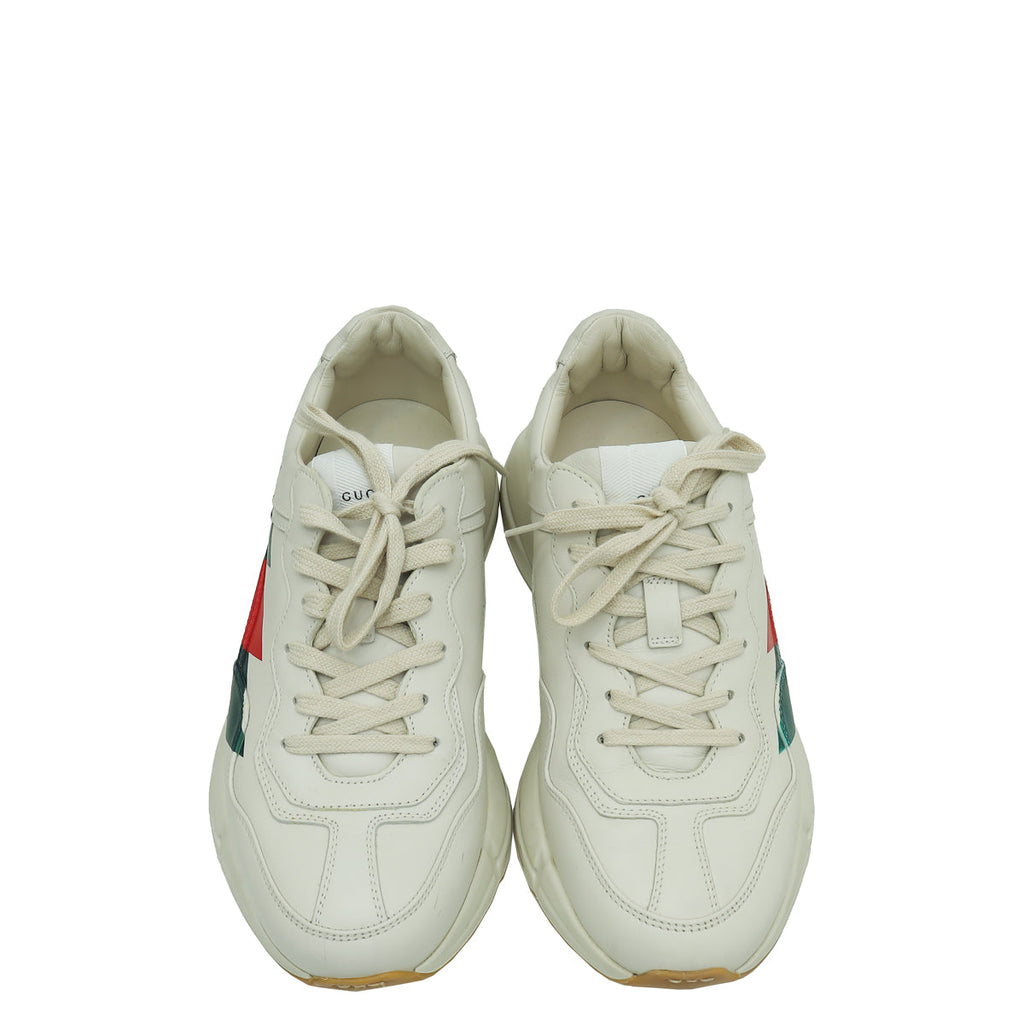 Gucci Cream White Rhyton Web Print Sneaker 7