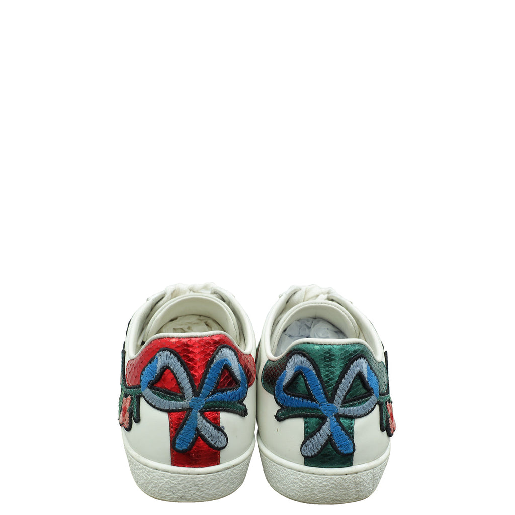 Gucci White Ace Floral Embroidered Sneaker 36