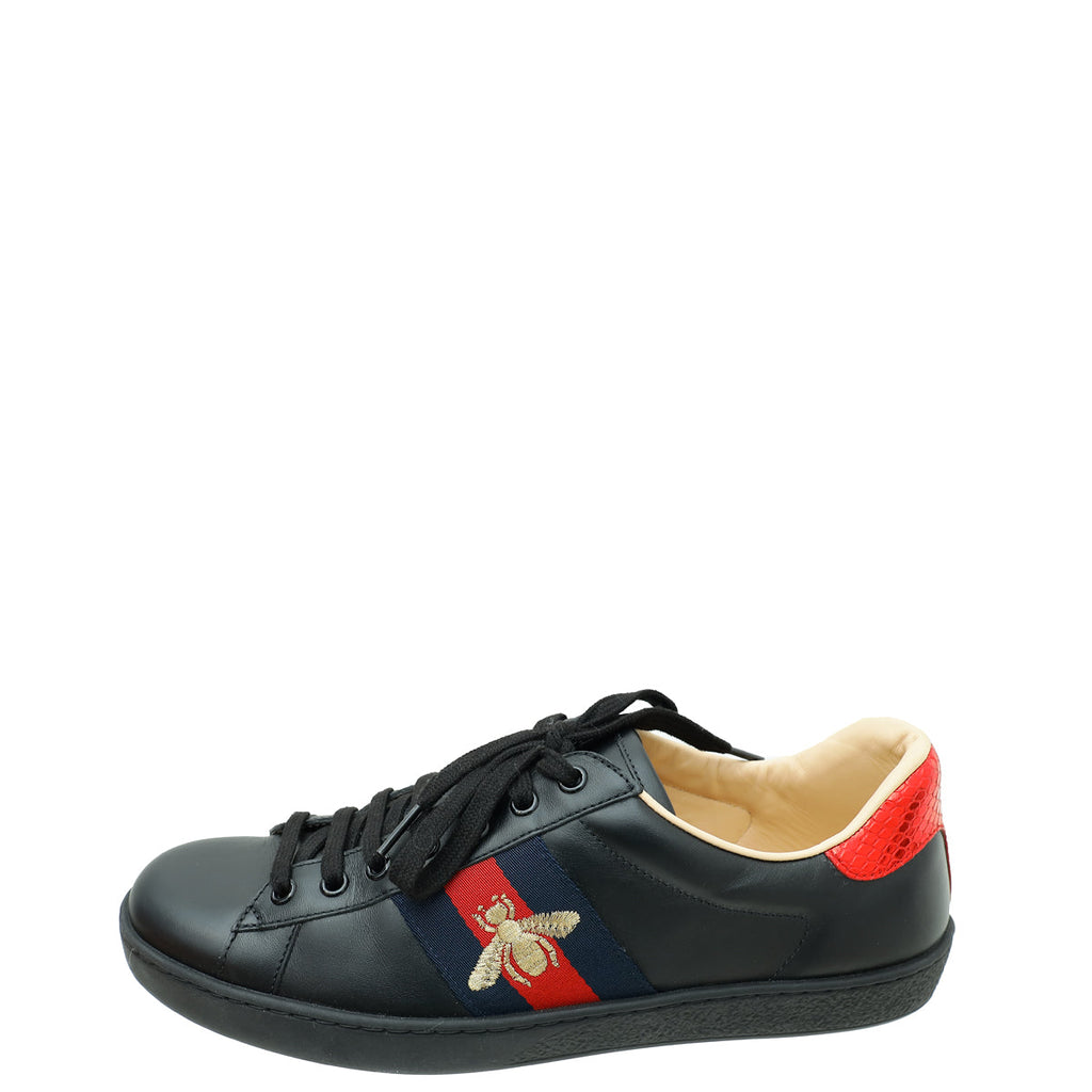 Gucci Black Ace Bee Embroidered Sneaker 8.5