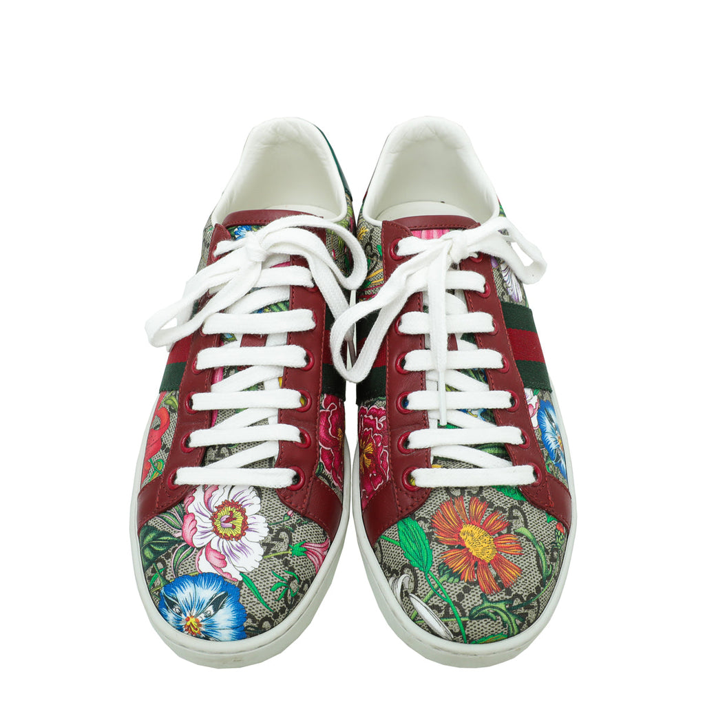 Gucci Ebony Multicolor GG Supreme Floral Print Ace Sneaker 36.5