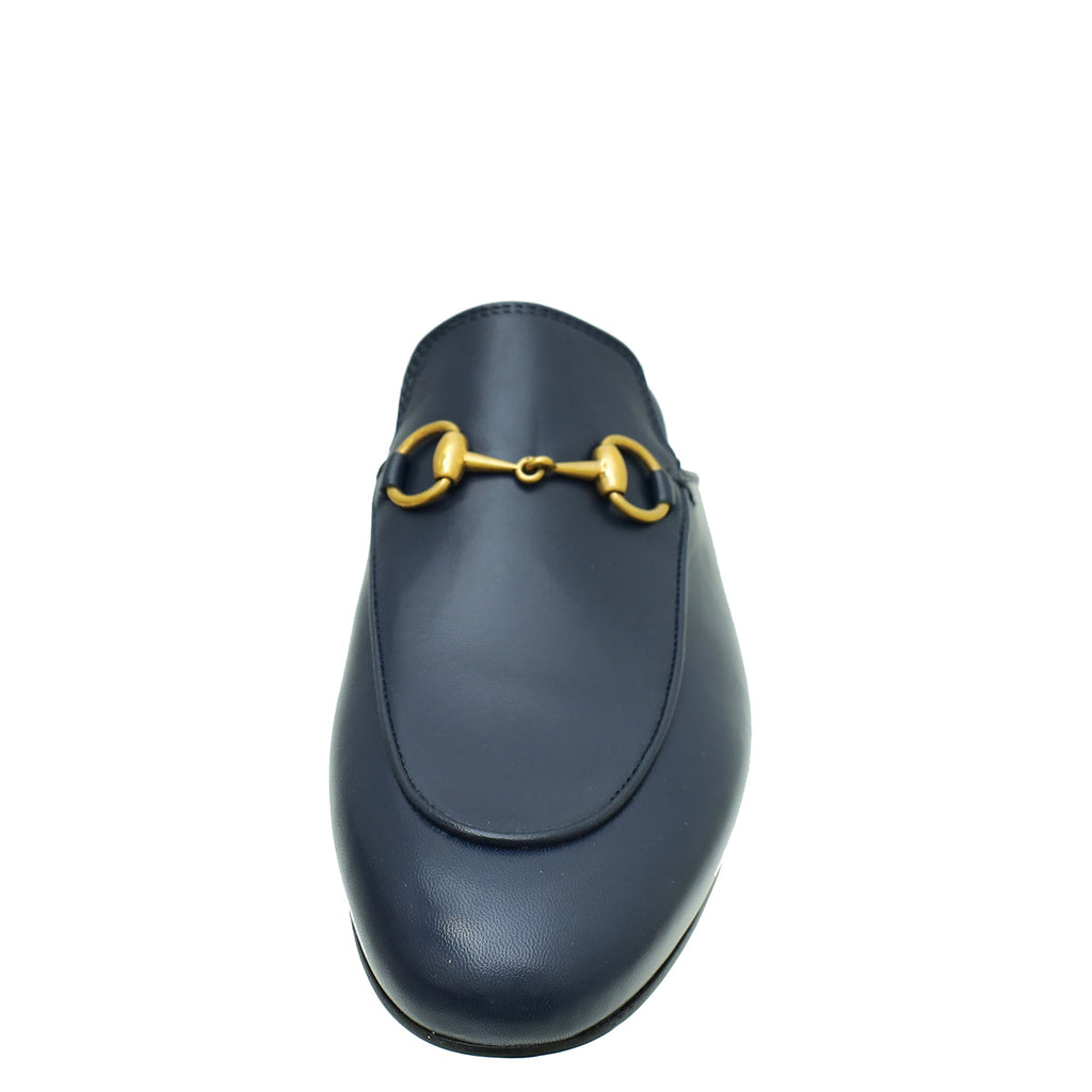 Gucci Navy Blue Princetown Mules 35.5