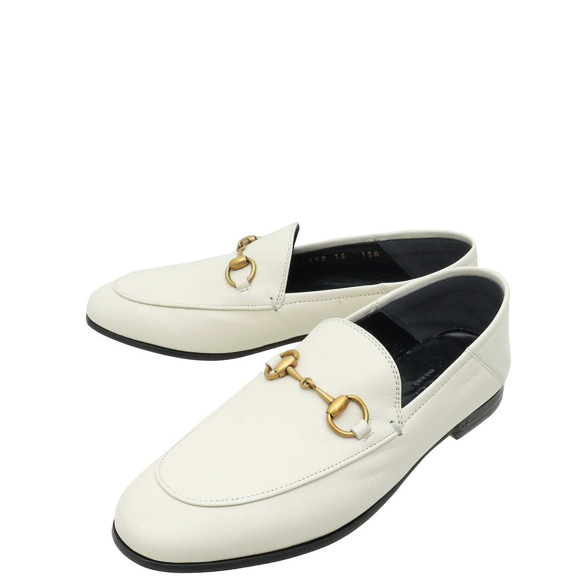 Gucci White Horsebit Loafers 35