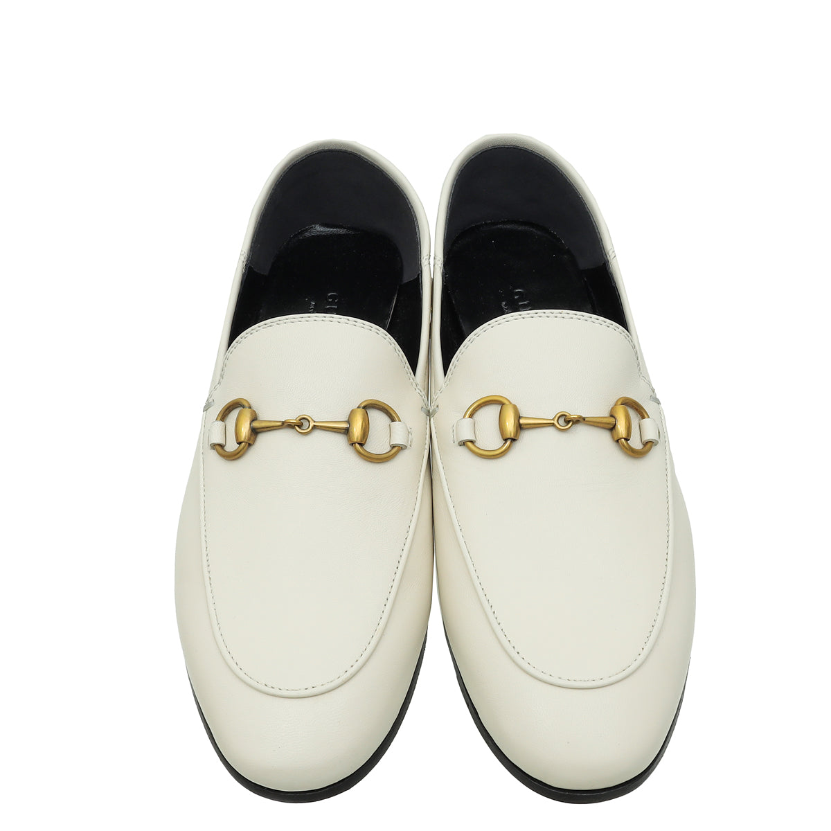 Gucci White Horsebit Loafers 35