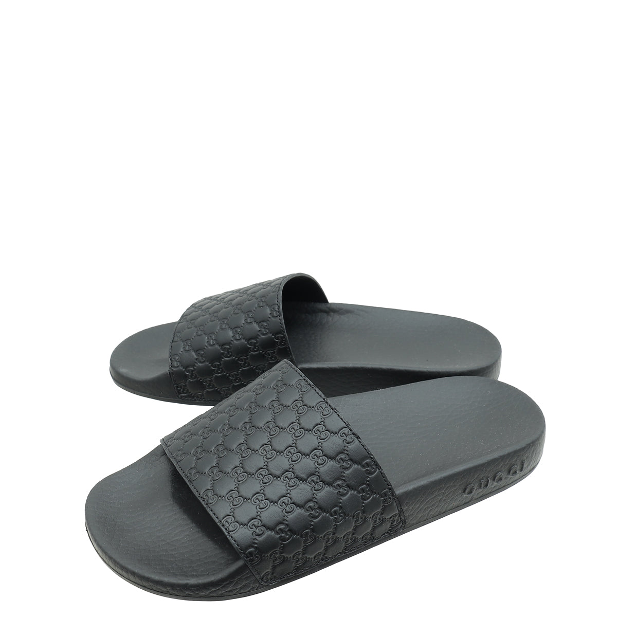Gucci Black Micro Guccissima Rubber Slide 36