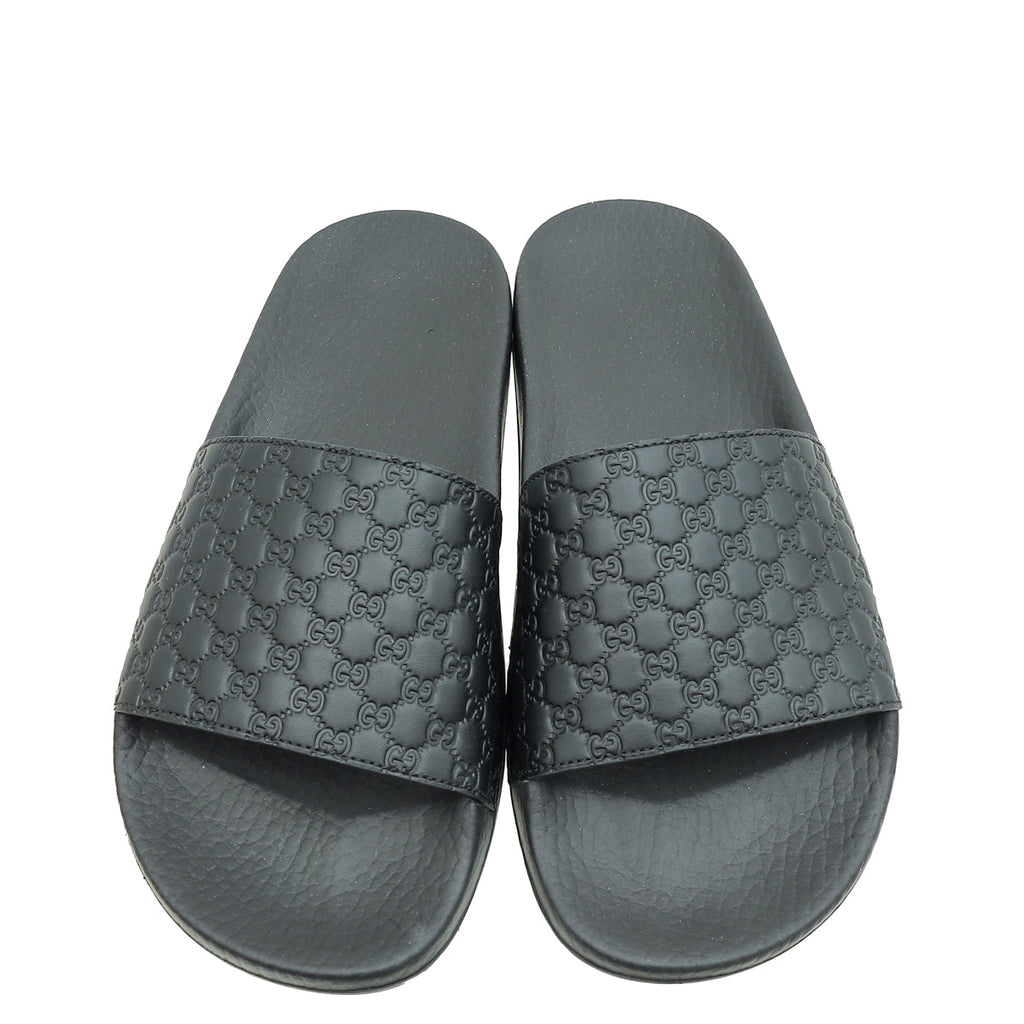Gucci Black Micro Guccissima Rubber Slide 36