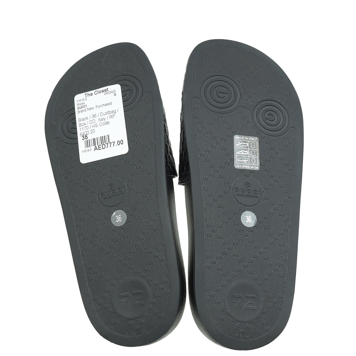 Gucci Black Micro Guccissima Rubber Slide 36