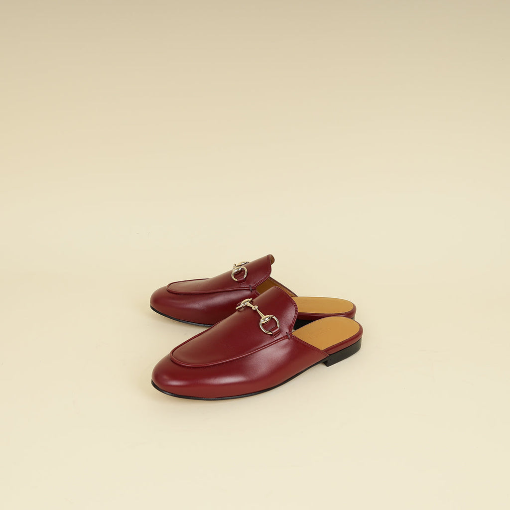 Gucci Burgundy Princetown Mules 36