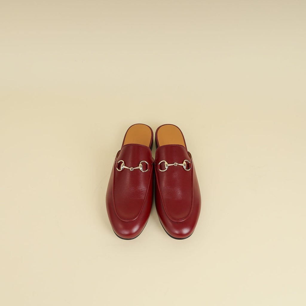 Gucci Burgundy Princetown Mules 36
