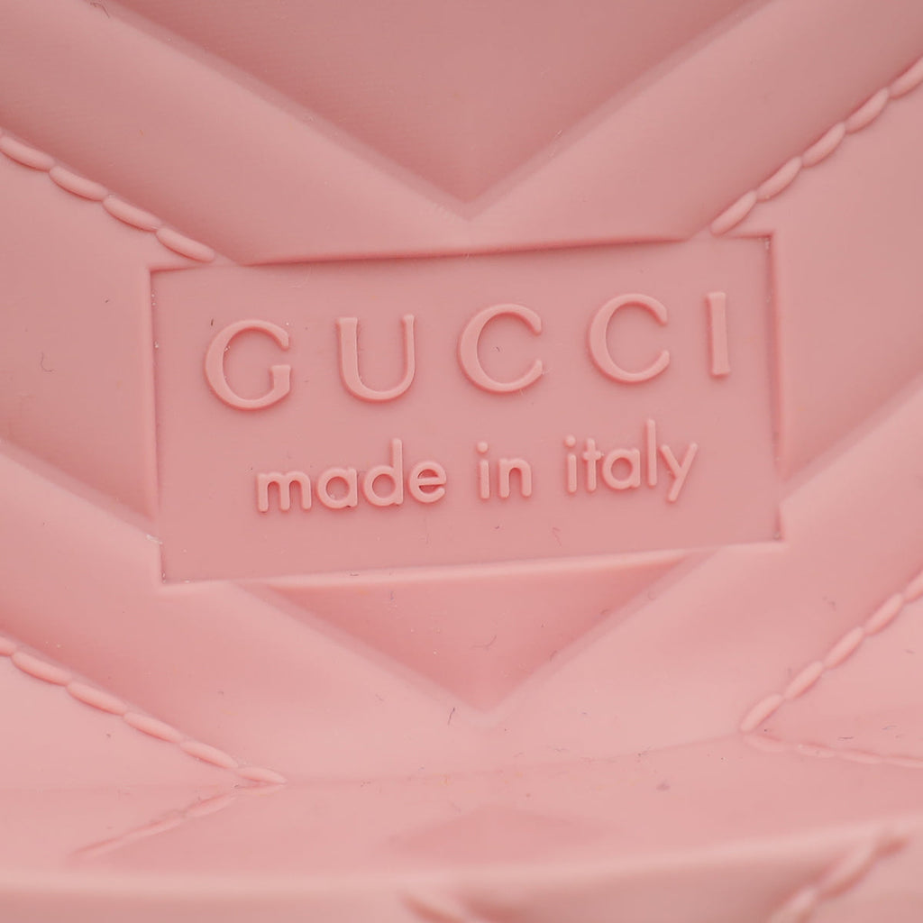Gucci Pink Logo Rubber Slide Sandal 37