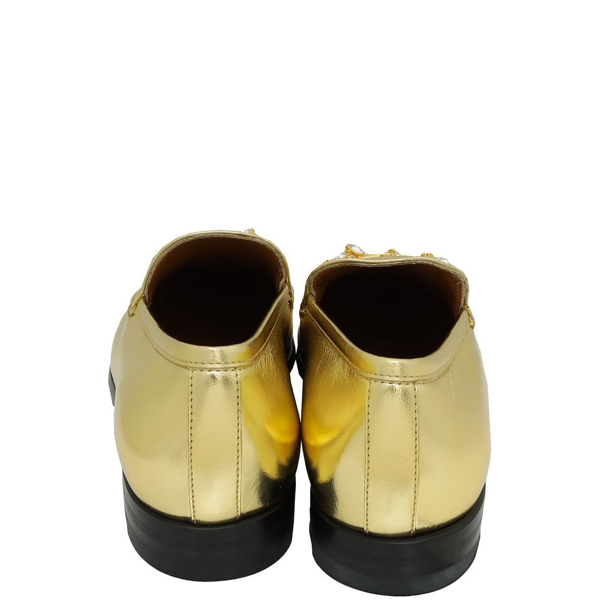 Gucci Gold Jordaan Crystal Loafer 37