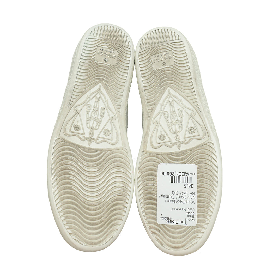 Gucci Tricolor Web Lips Sequins Embroidered Ace Sneakers 34.5