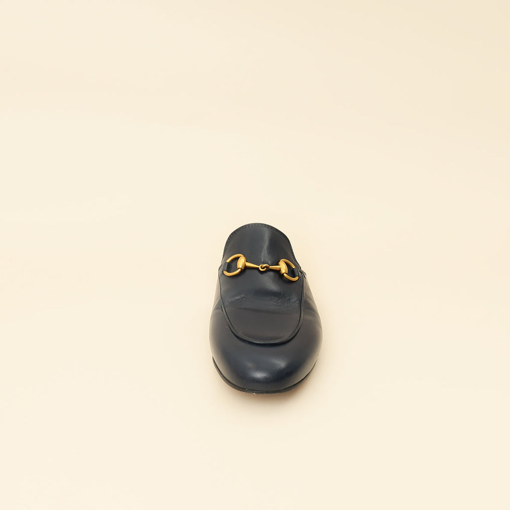 Gucci Navy Blue Princetown Mules 35.5