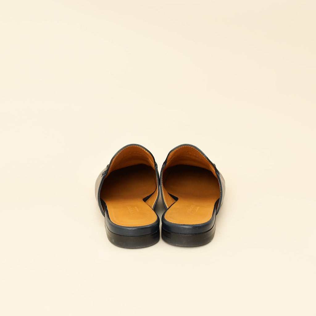 Gucci Navy Blue Princetown Mules 35.5