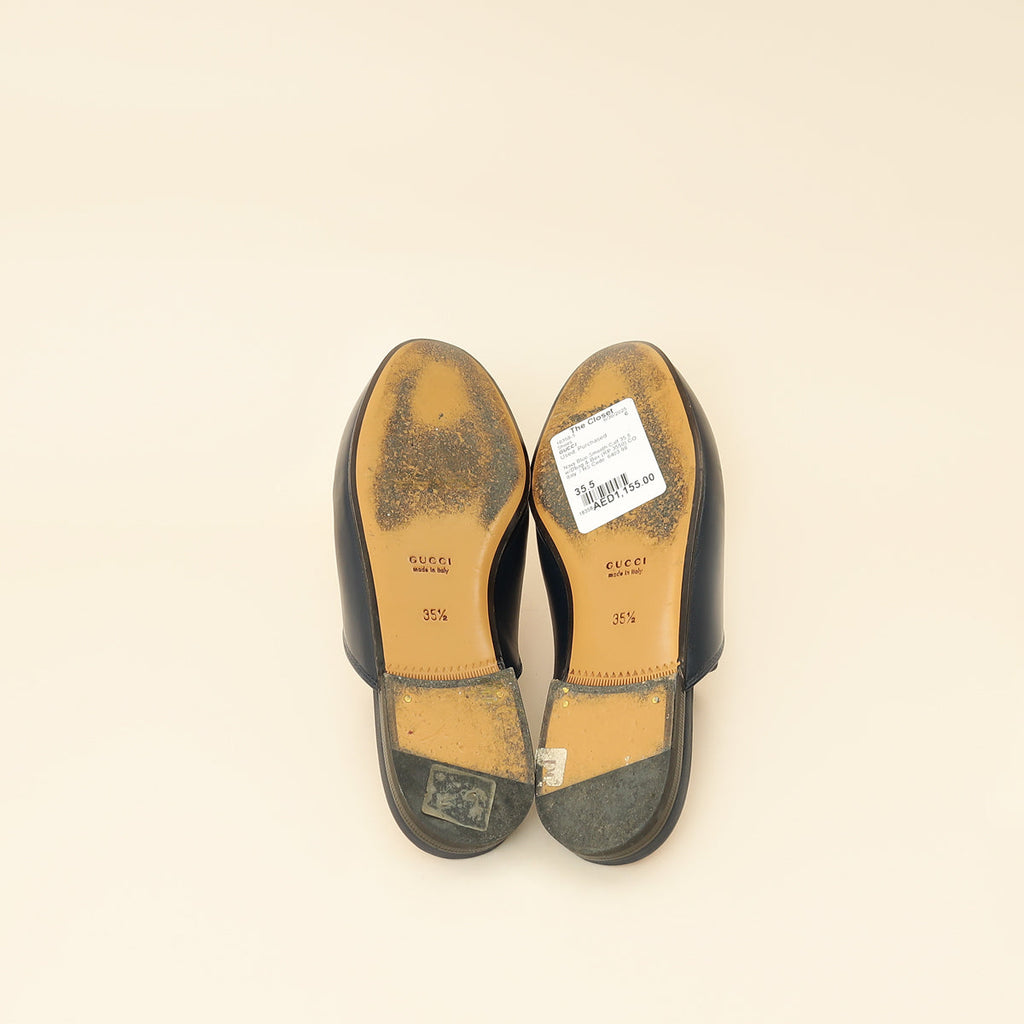 Gucci Navy Blue Princetown Mules 35.5