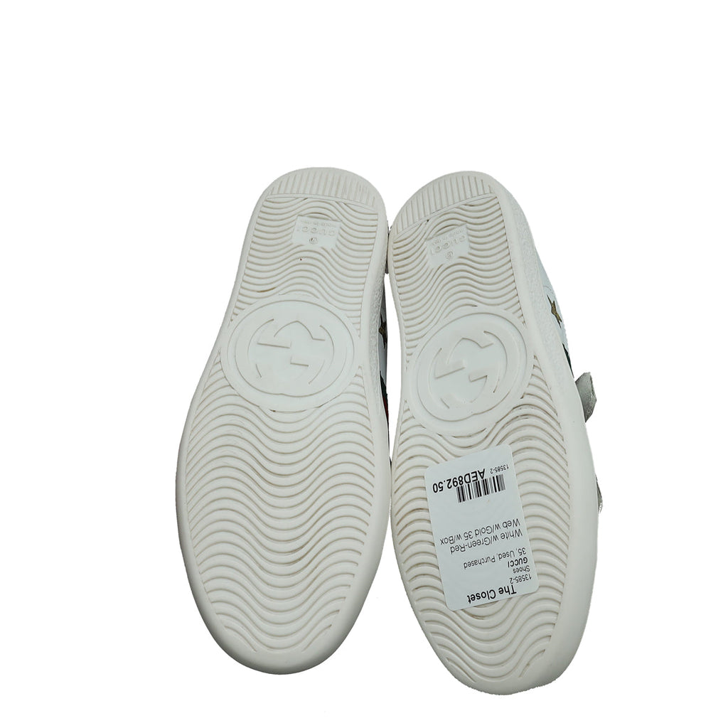 Gucci White Stars & Bees Ace Velcro Sneakers 35