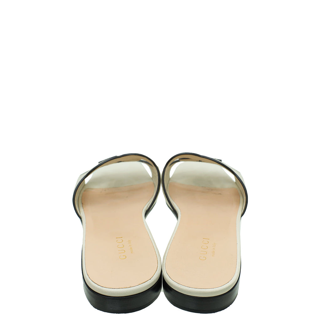 Gucci Off White Interlocking G Cut Out Slide Sandal 35