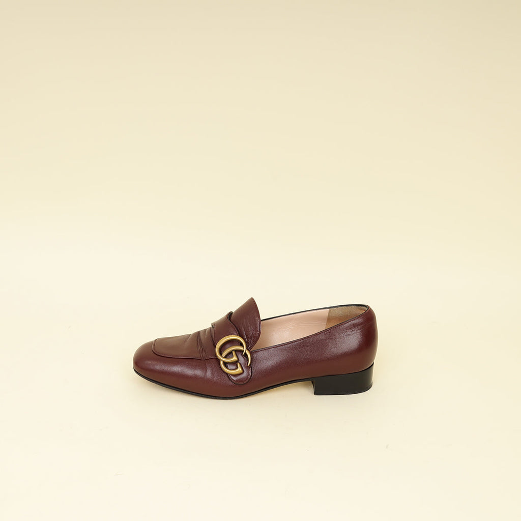Gucci Burgundy GG Marmont Loafers 36.5