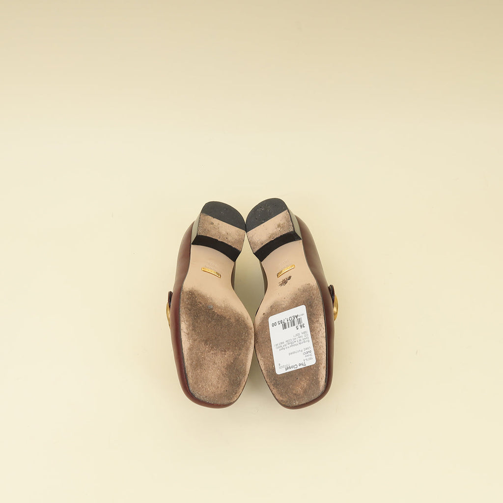 Gucci Burgundy GG Marmont Loafers 36.5