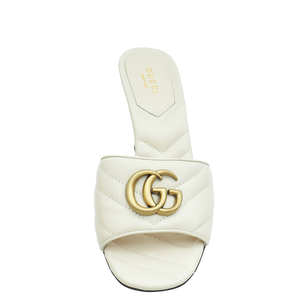 Gucci Ivory GG Marmont Slide Heeled Mules 36.5