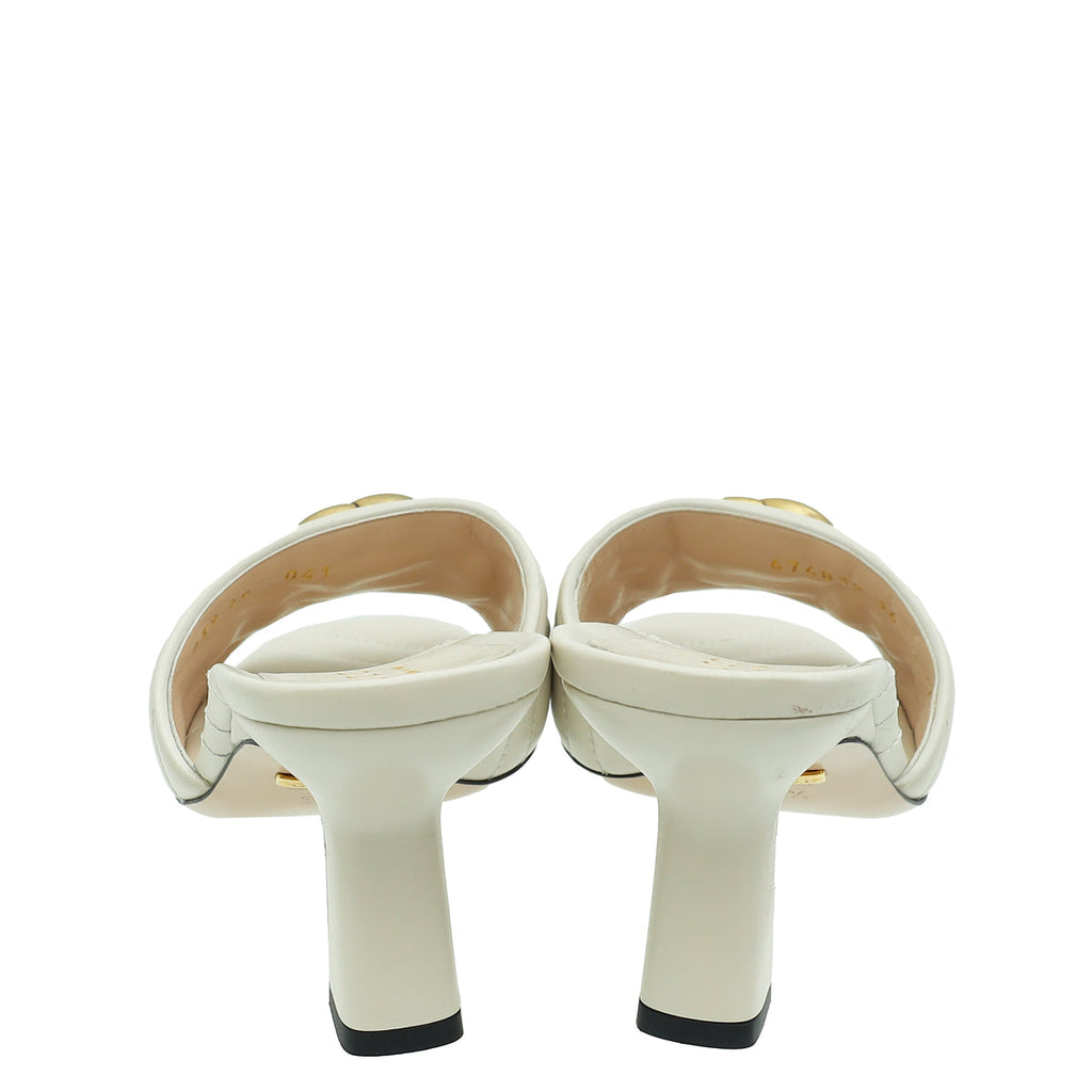 Gucci Ivory GG Marmont Slide Heeled Mules 36.5