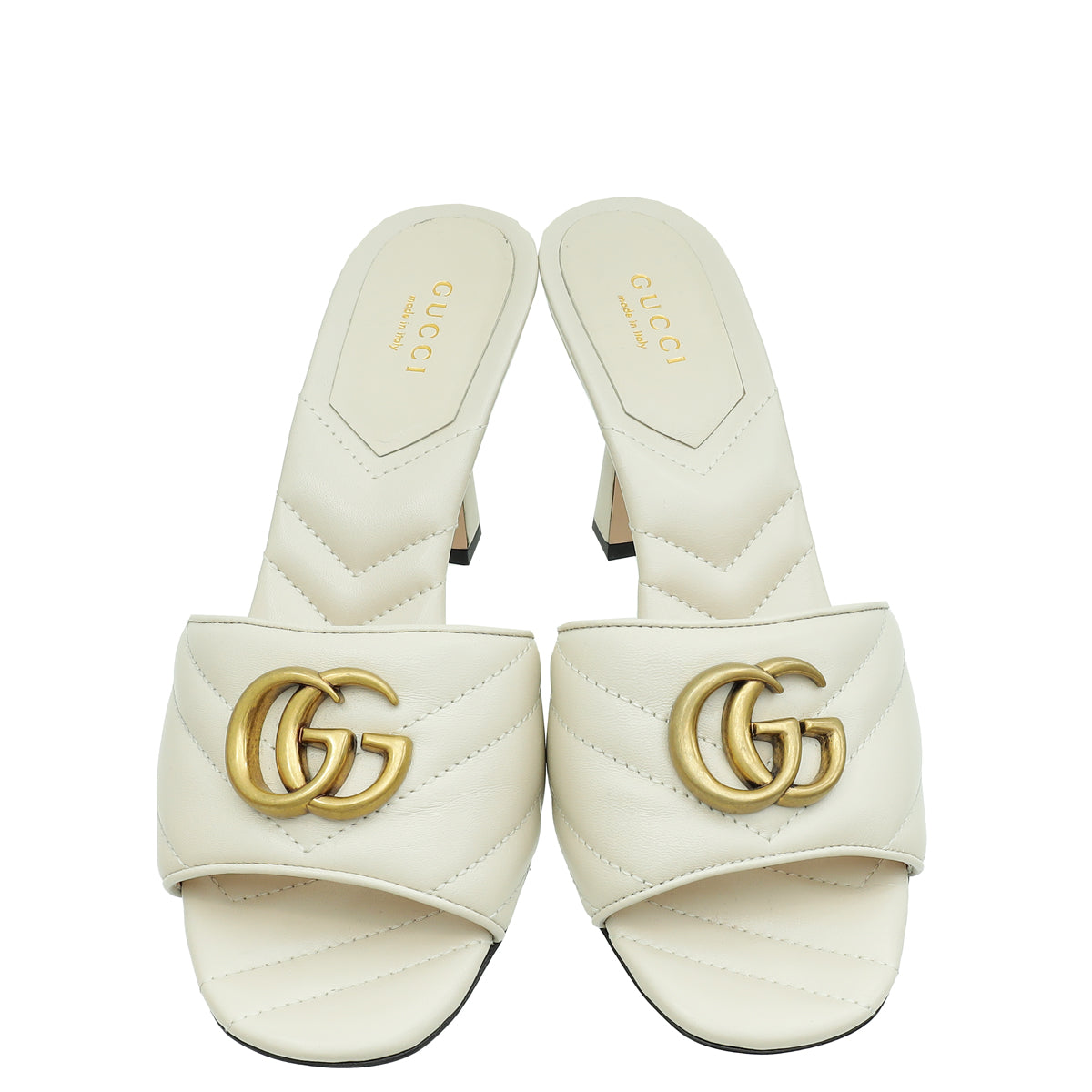 Gucci Ivory GG Marmont Slide Heeled Mules 36.5