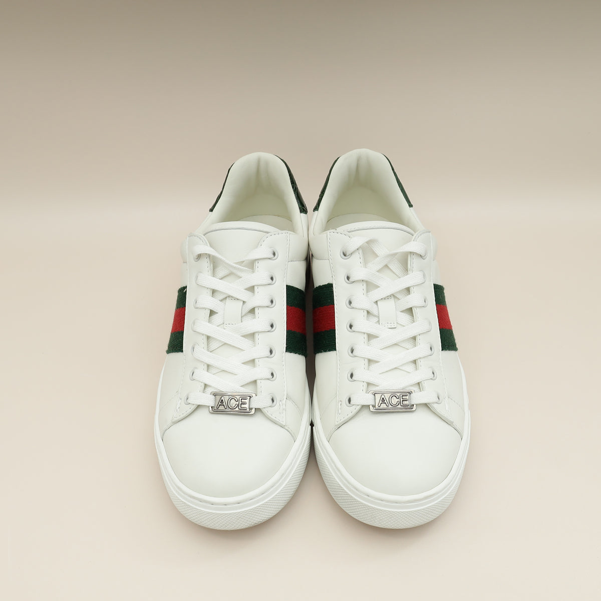 Gucci White Ace With Web Trainer Sneaker 36.5