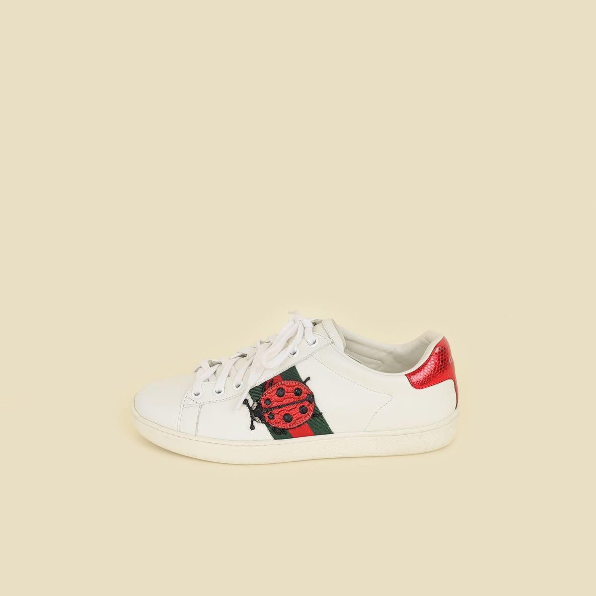 Gucci White Ace Pineapple x Ladybug Embroidered Sneakers 36.5