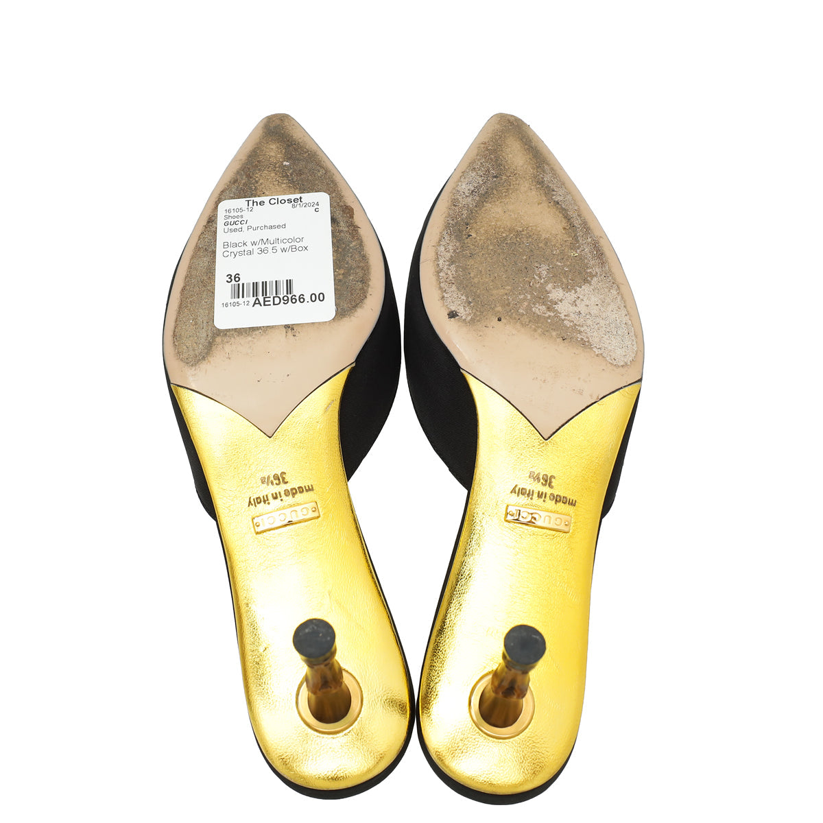 Gucci Moire Fabric Crystal GG Embellished Mules 36.5