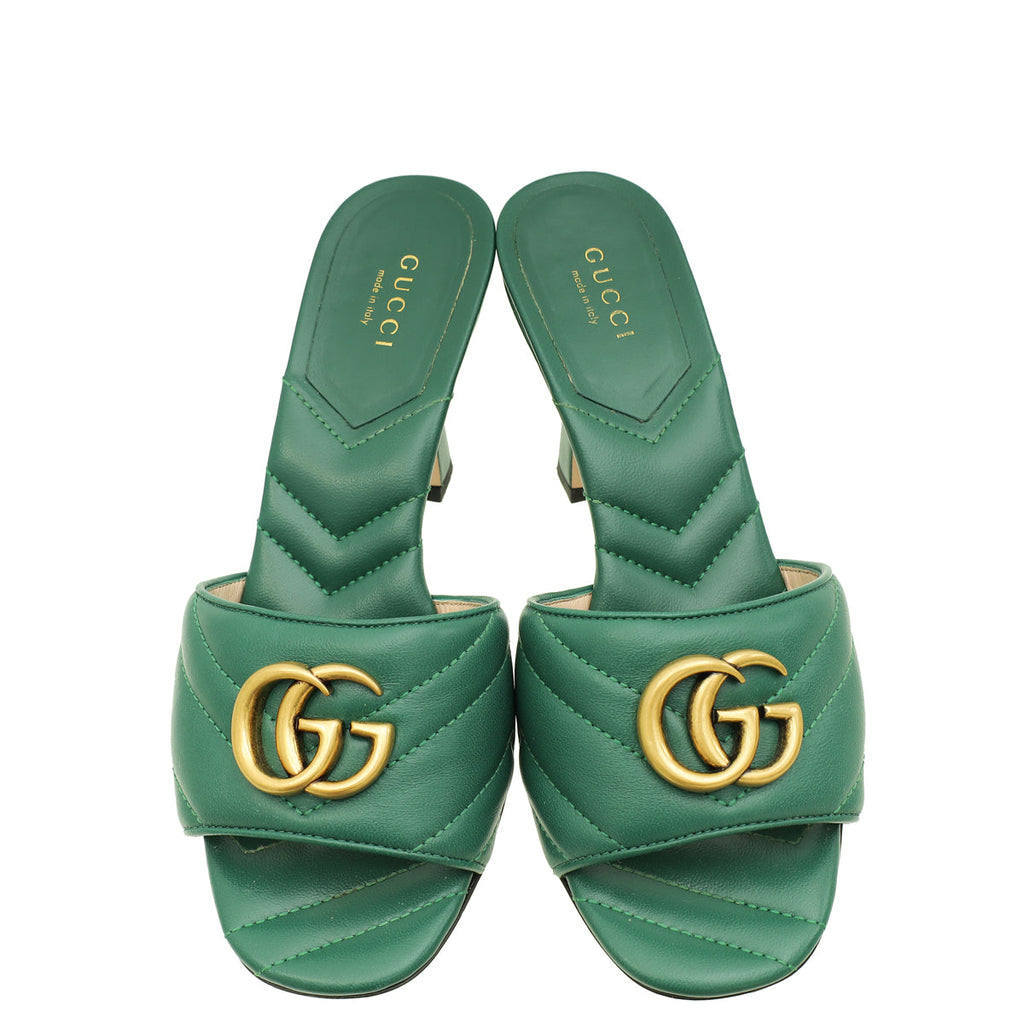 Gucci Green GG Marmont Heeled Mules 36