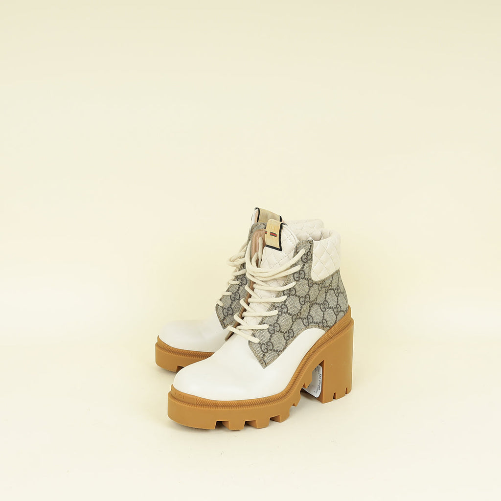 Gucci Triicolor GG Supreme Quilted Ankle Boots 37.5