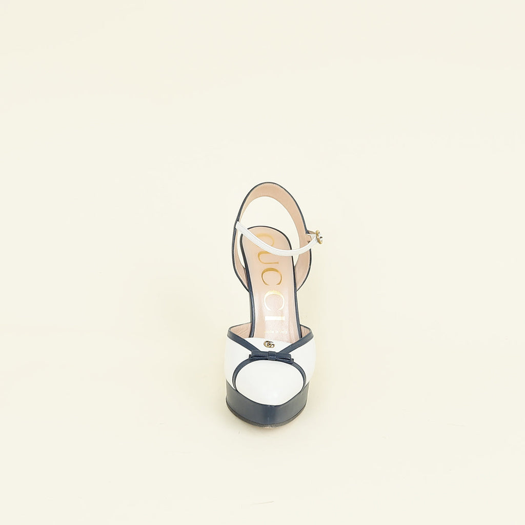 Gucci Bicolor Double G Logo Slingback Pump 37.5