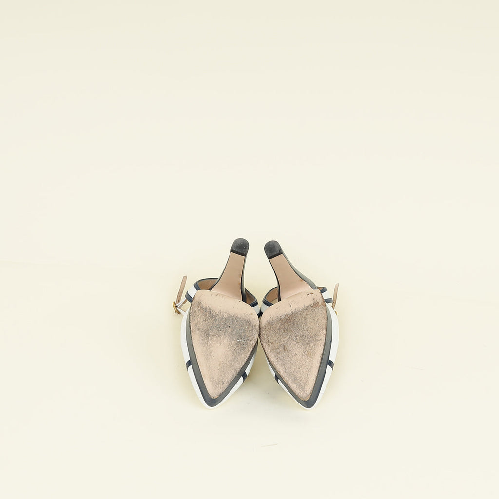 Gucci Bicolor Double G Logo Slingback Pump 37.5