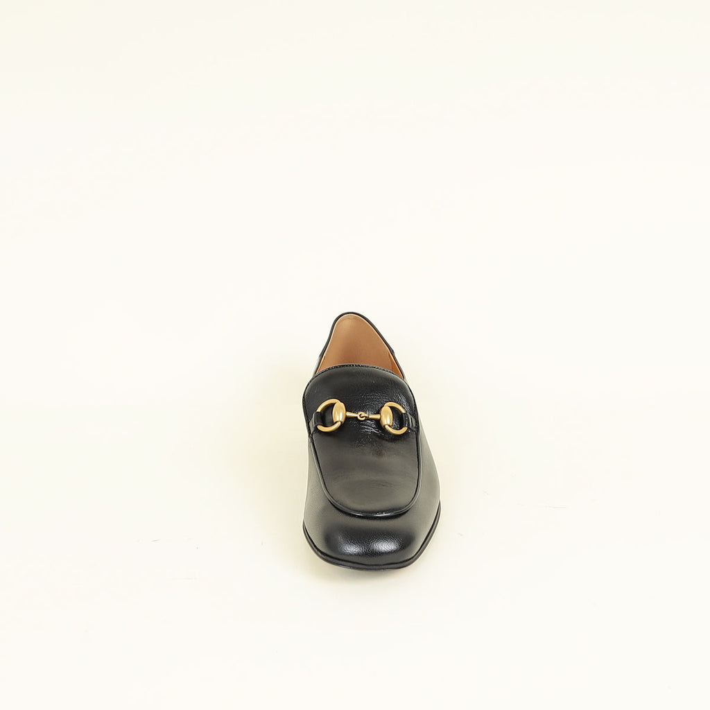 Gucci Black Horsebit Jordaan Loafers 37.5