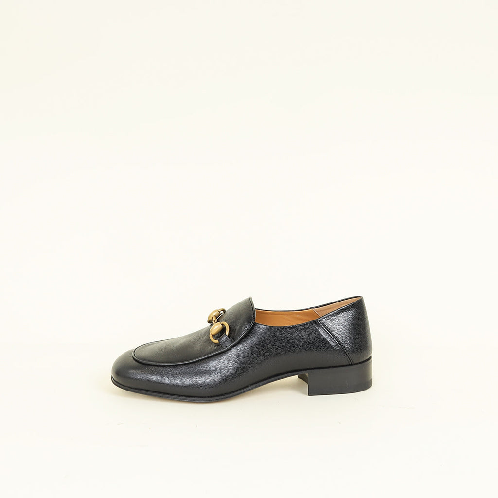 Gucci Black Horsebit Jordaan Loafers 37.5
