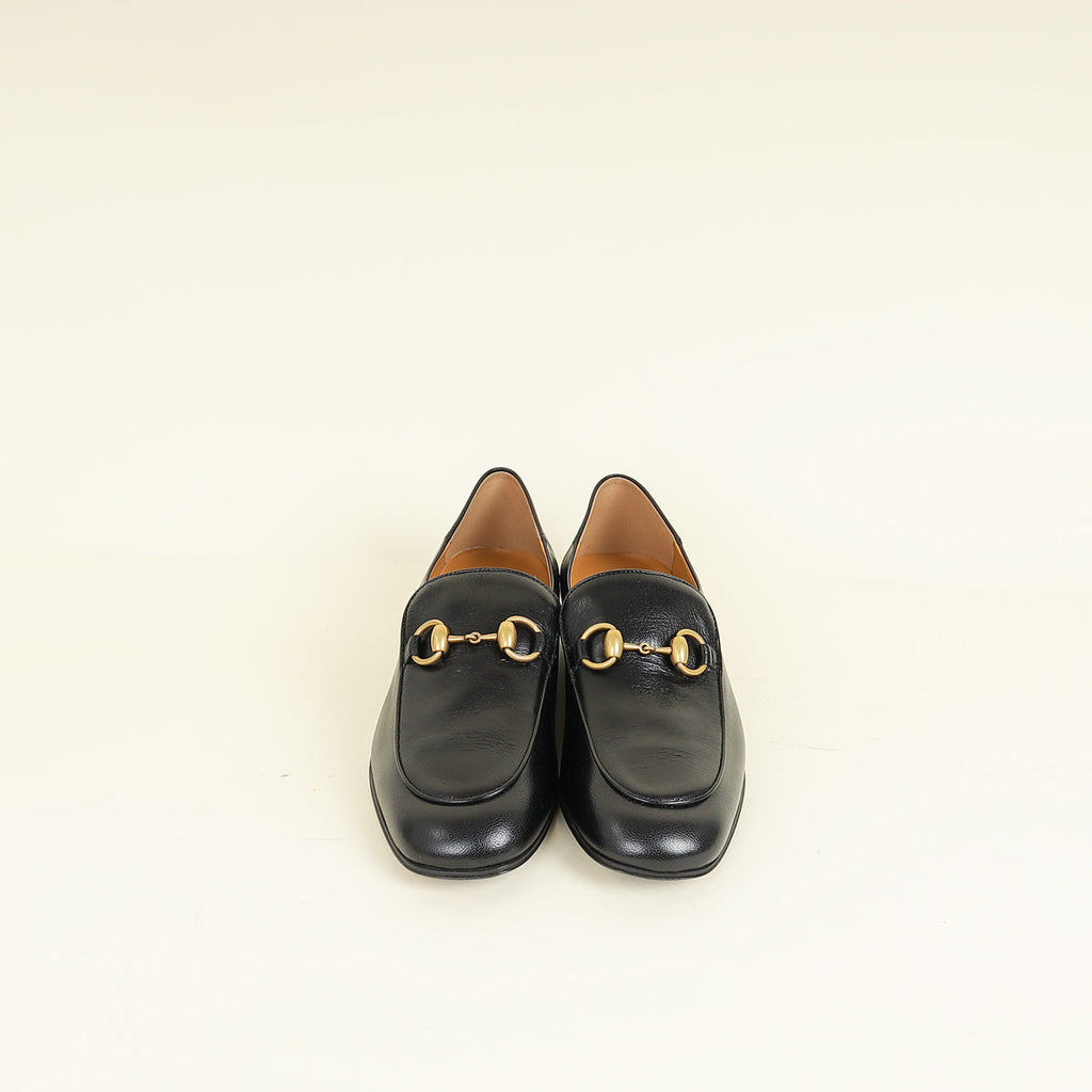 Gucci Black Horsebit Jordaan Loafers 37.5
