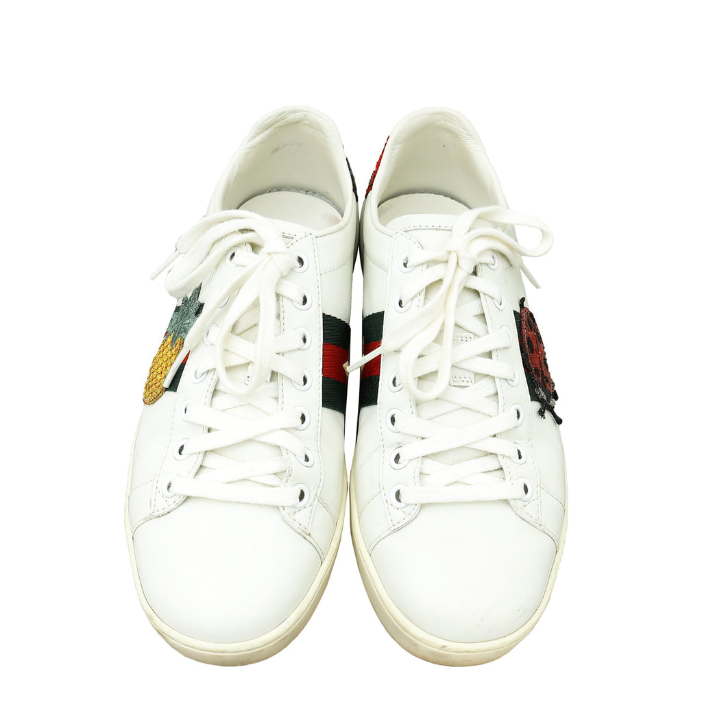 Gucci White Ace Pineapple x Ladybug Embroidered Sneakers 37