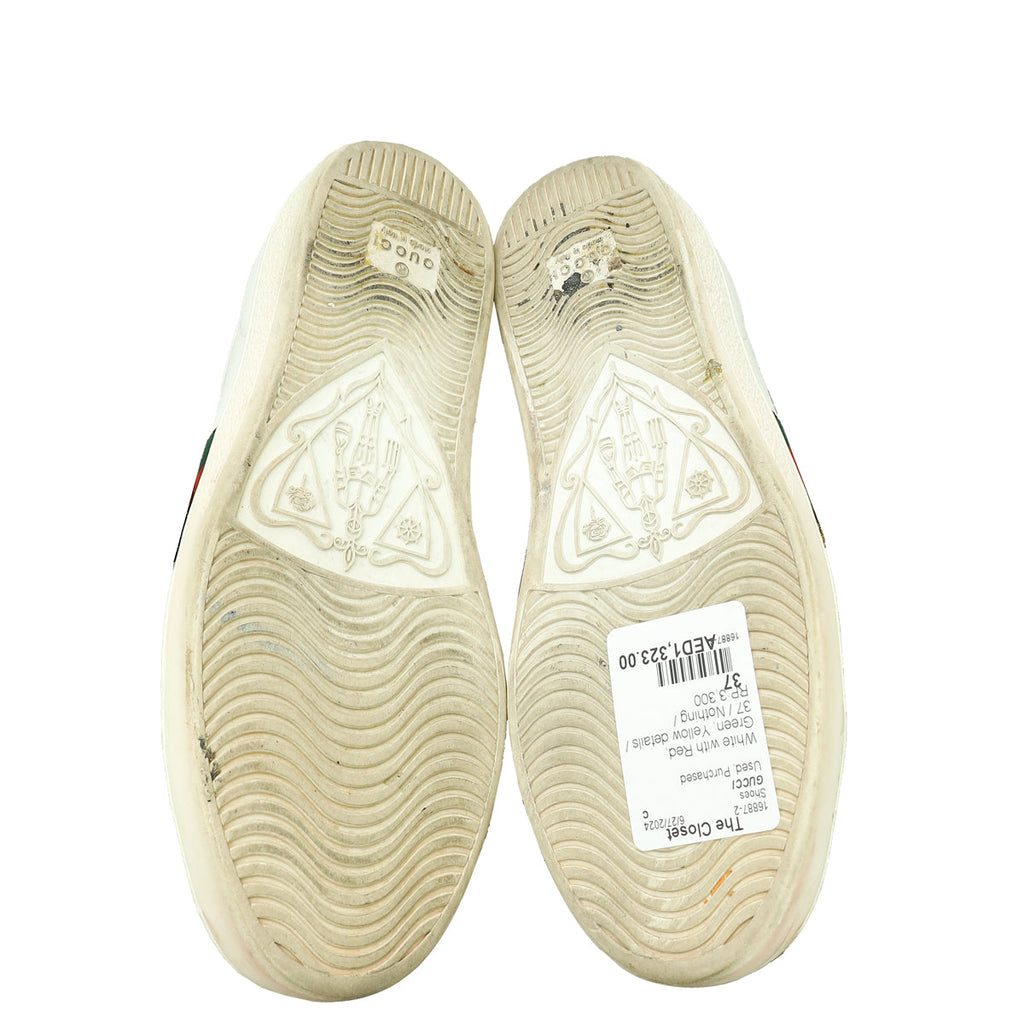 Gucci White Ace Pineapple x Ladybug Embroidered Sneakers 37