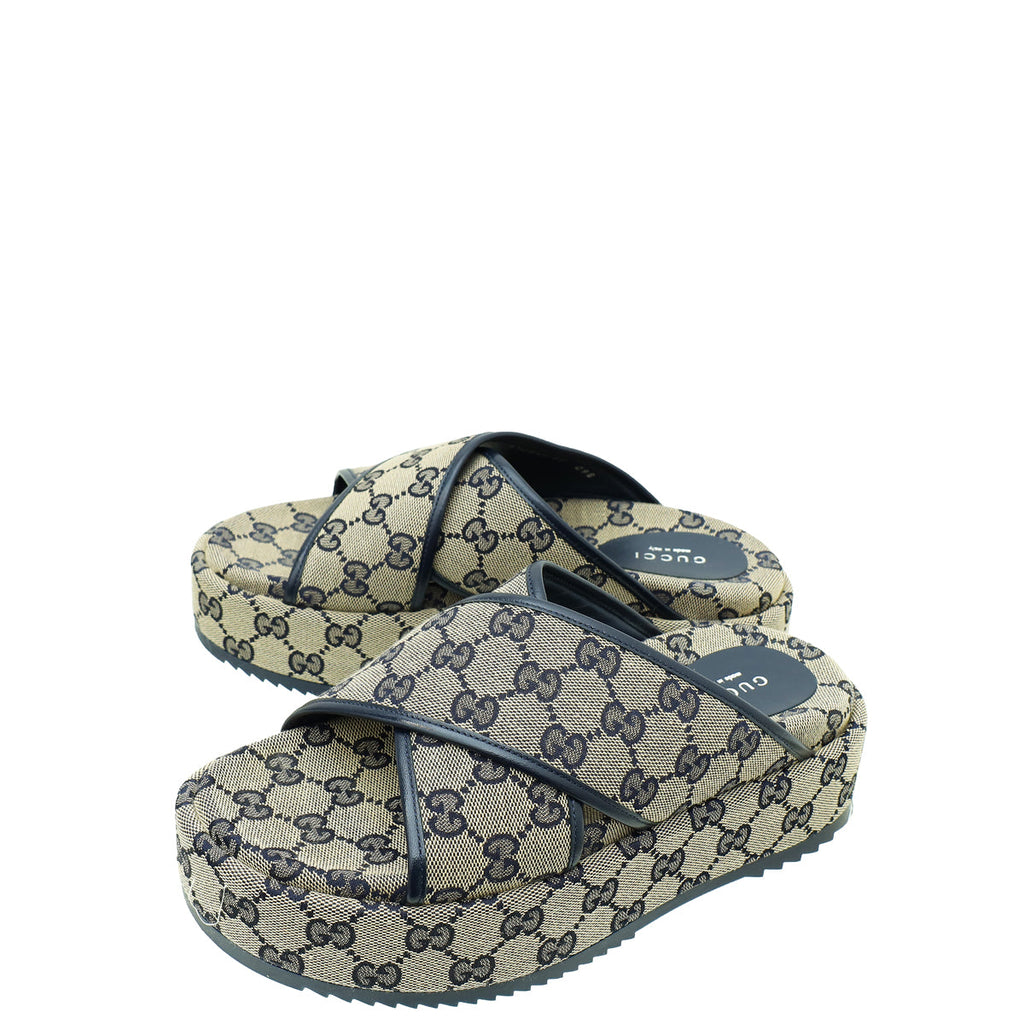 Gucci Bicolor GG Platform 30mm Sandal 37