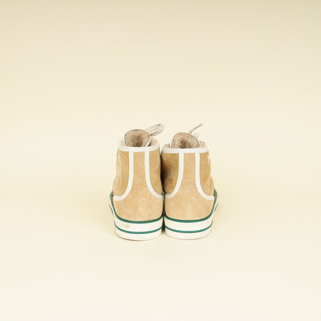 Gucci Beige Suede Tennis 1977 High Top Sneakers 37