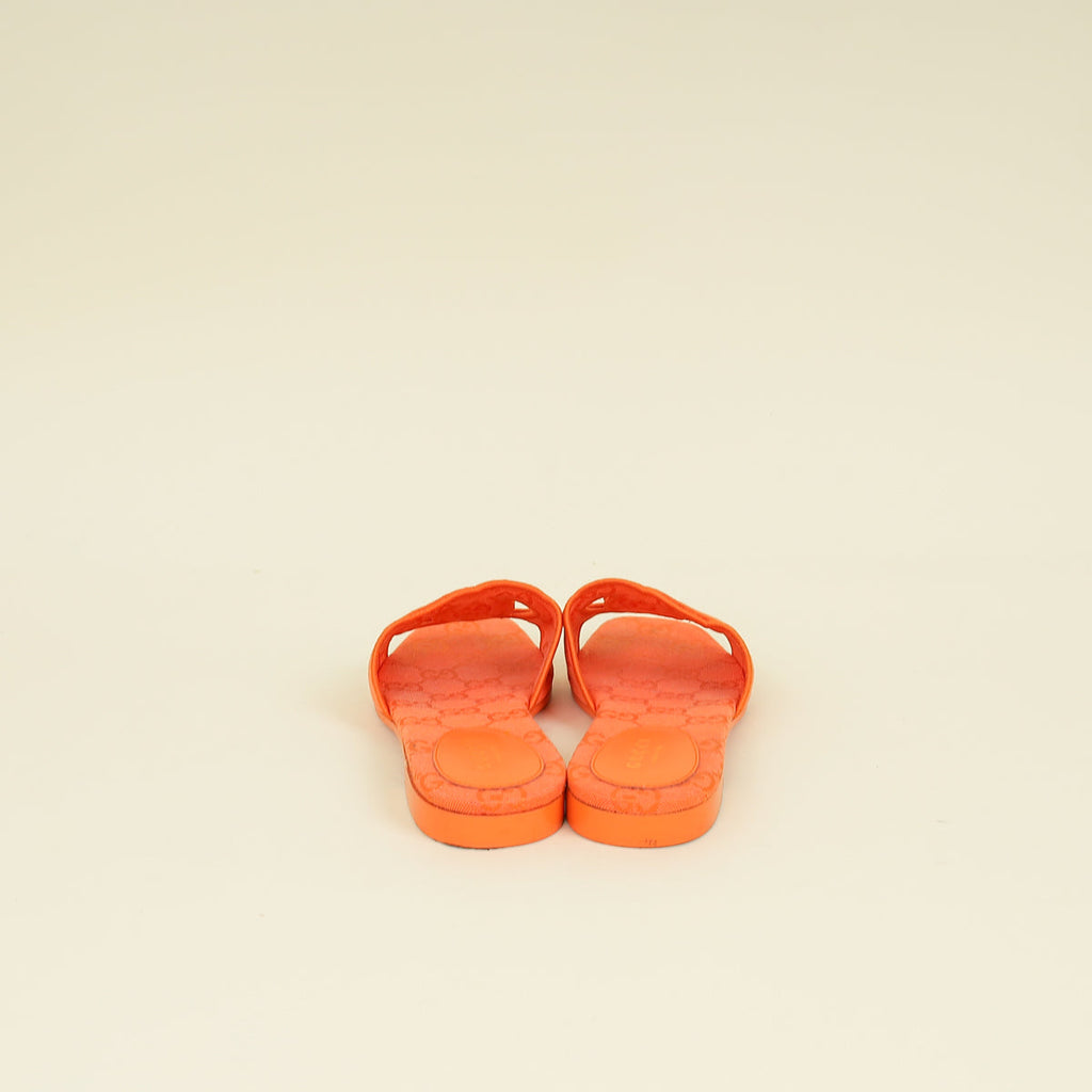 Gucci Orange Interlocking G Slide Sandal 37
