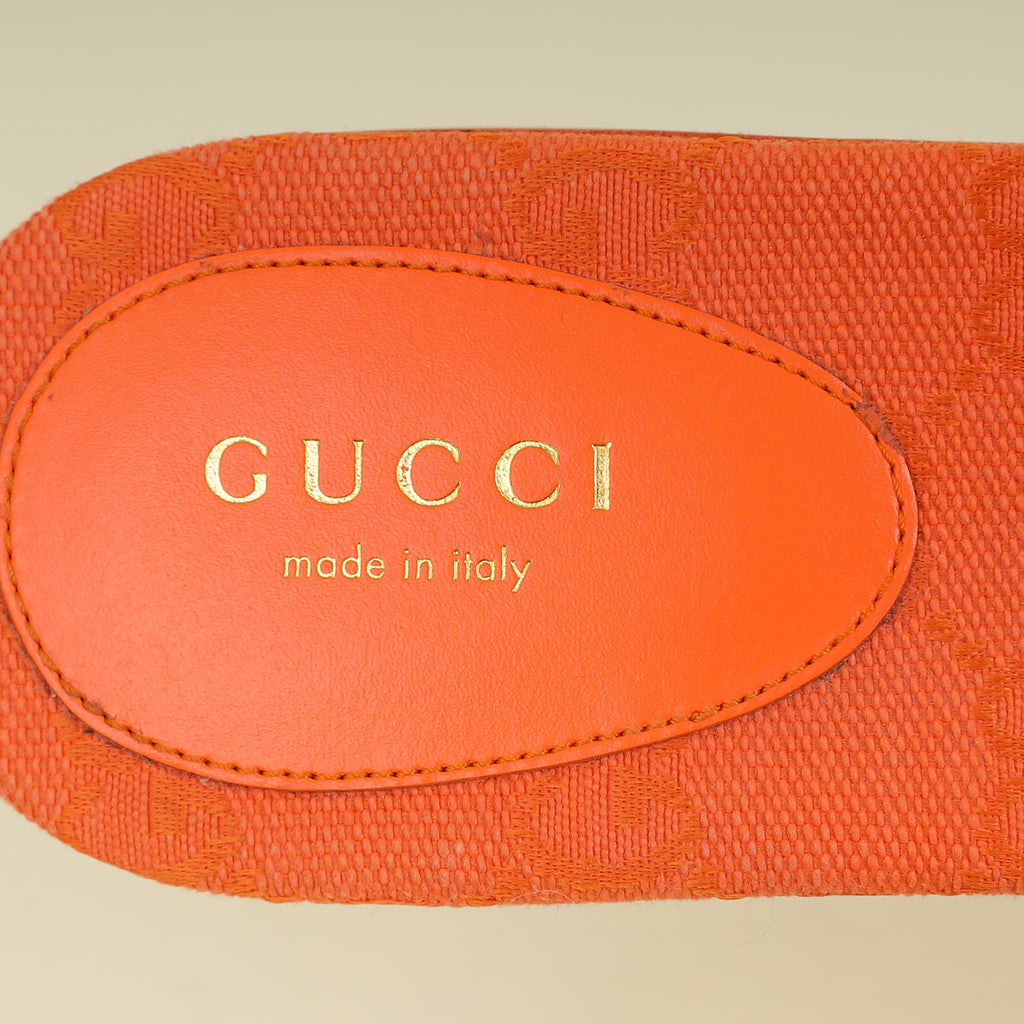 Gucci Orange Interlocking G Slide Sandal 37