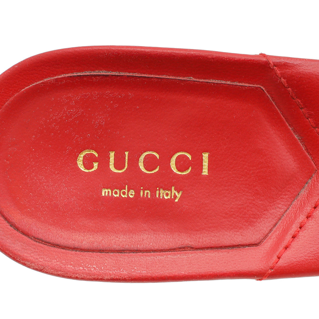 Gucci Red GG Marmont Slide Mules Sandal 38