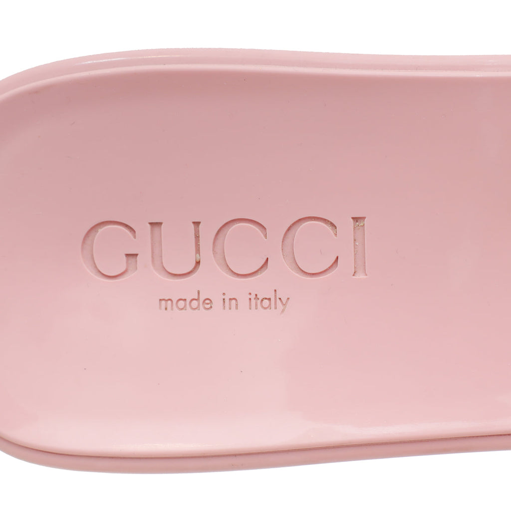 Gucci Light Pink Logo Rubber Slide Sandals 38