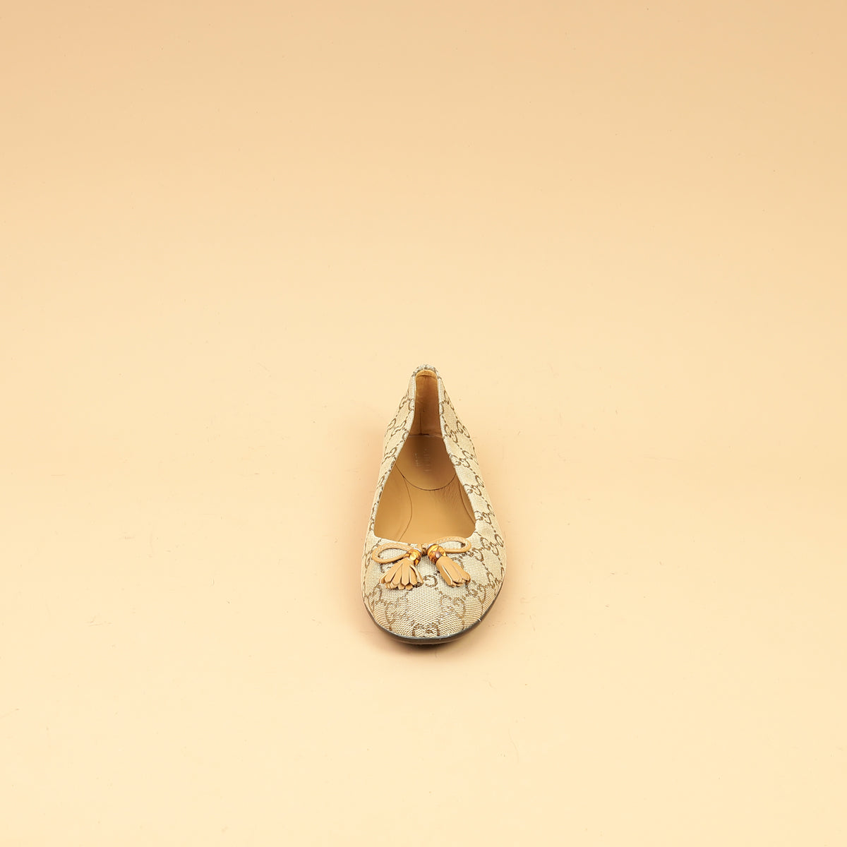 Gucci Bicolor GG Bamboo Tassel Bow Ballerina Flats 38