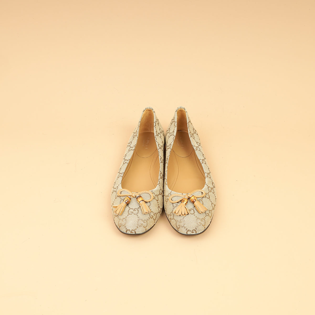 Gucci Bicolor GG Bamboo Tassel Bow Ballerina Flats 38